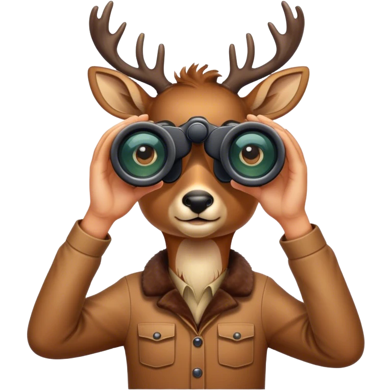 The intelligence deer watches binoculars emoji