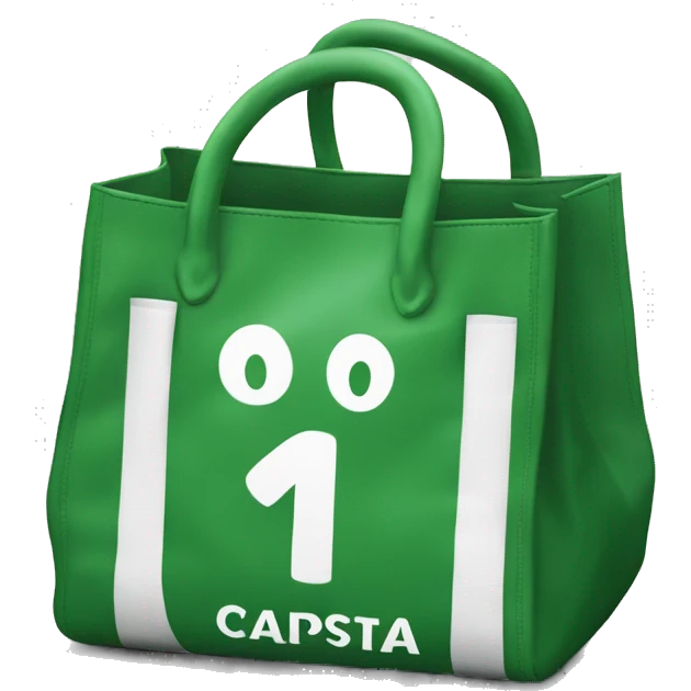 Green bag with white inscription «CAPUSTA» emoji