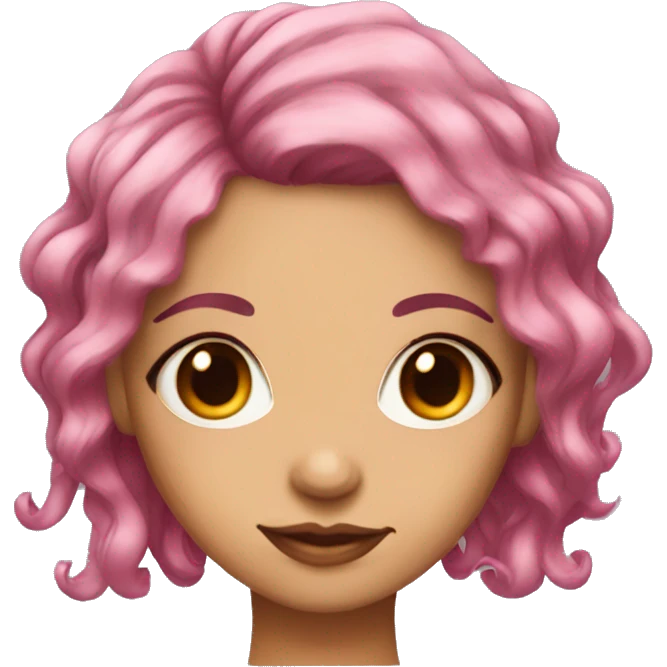 pink hair girl with brown eyes and cherry neck tattoo emoji