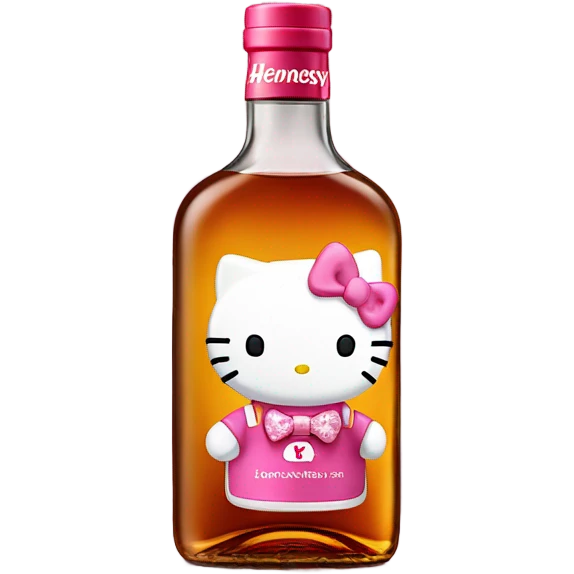 Hennessy alcohol bottle with hello Kitty emoji