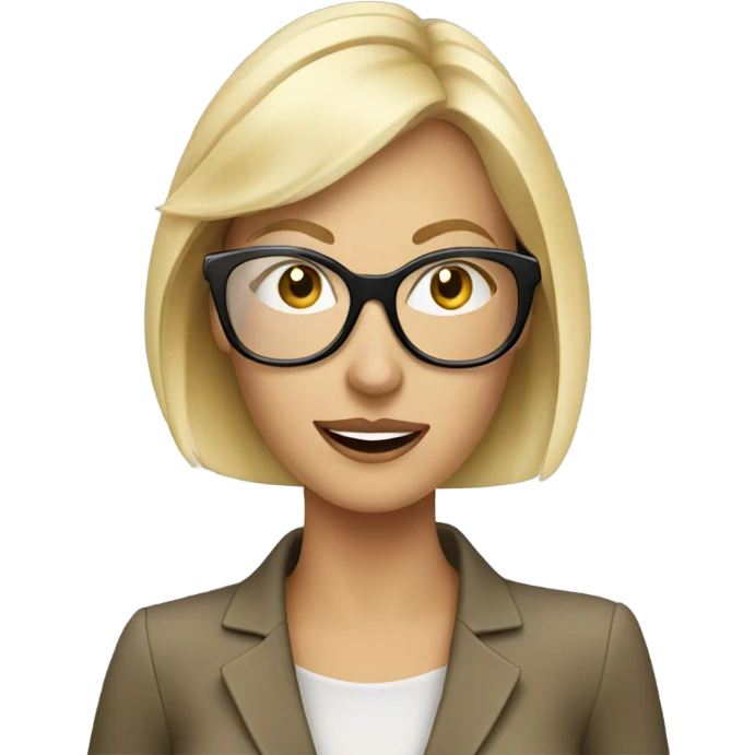 Elegant Blonde woman wearing glasses calling on cell phone emoji