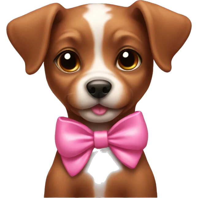 brown puppy with a small coquette pink bow on its head emoji