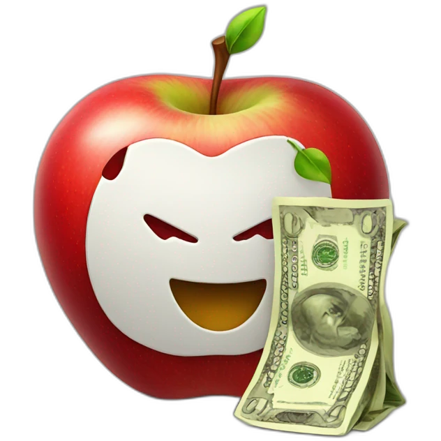 smiling red apple with money bag emoji