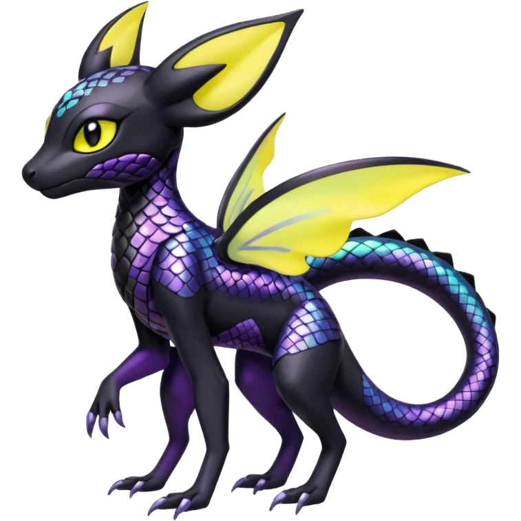 Shiny iridescent Meloetta-Salandit-Umbreon-Pokémon-Fakémon-fusion-hybrid-creature emoji
