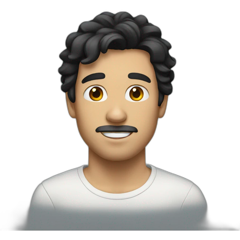 A white guy with black hair emoji