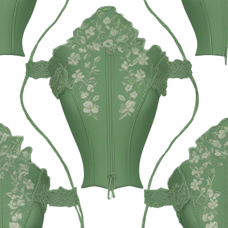 Sage green corset with flower embroidery, isolated emoji