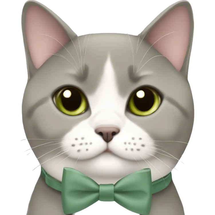 Cute fat British short hair with sage green bow tie emoji