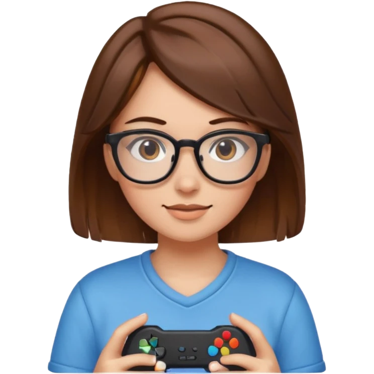gamer girl with glasses, brown hair emoji