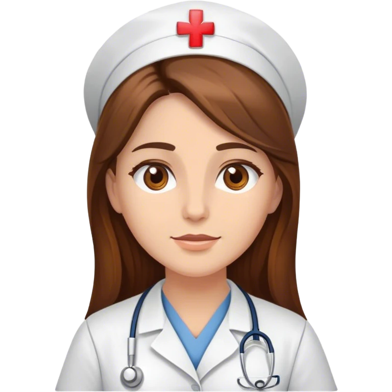 Nurse, brown long hair, brown eyes emoji