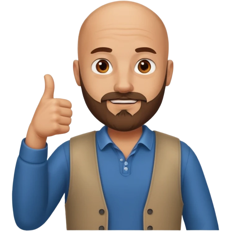 лысый с бородой, модный показывает лайк emoji
