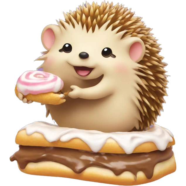 hedgehog eating a cinnamonroll emoji