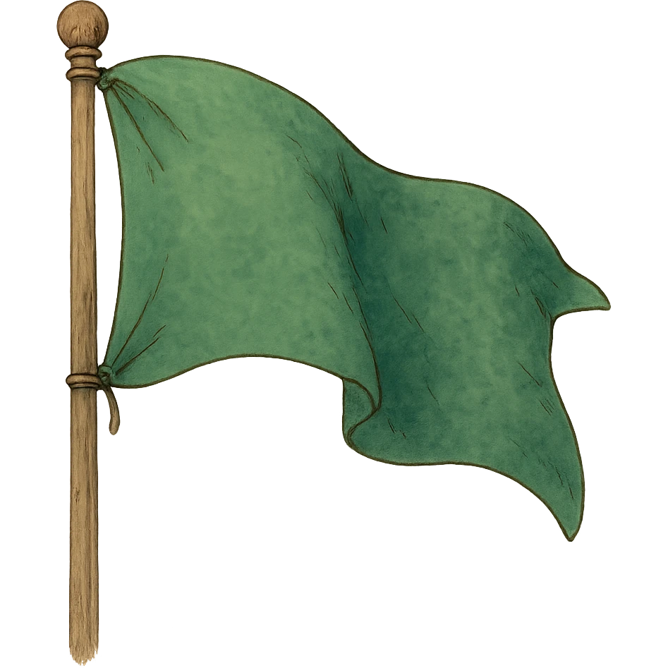 ghibli style green flag emoji