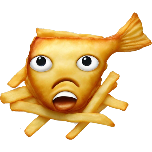 fish and chips on a plate with no eyes which from england traditional food emoji