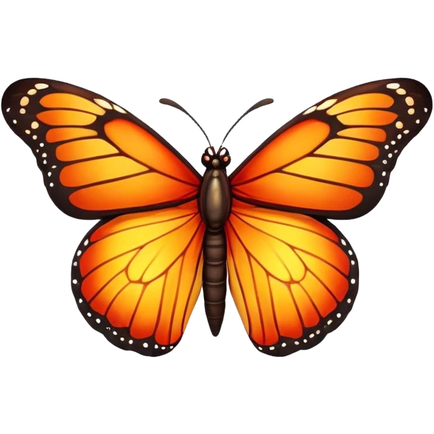 Cinematic Realistic Noble monarch Butterfly Portrait Emoji, Poised and elegant, with delicate, translucent wings rendered in rich ruby and scarlet hues, a slender, graceful body with intricately detailed textures, and soft, reflective eyes, illuminated by natural light, high shine, intelligent and regal, styled with an air of refined natural splendor, focused and attentive, soft glowing outline, capturing the essence of a watchful and confident monarch butterfly that appears to emerge majestically from the screen! emoji