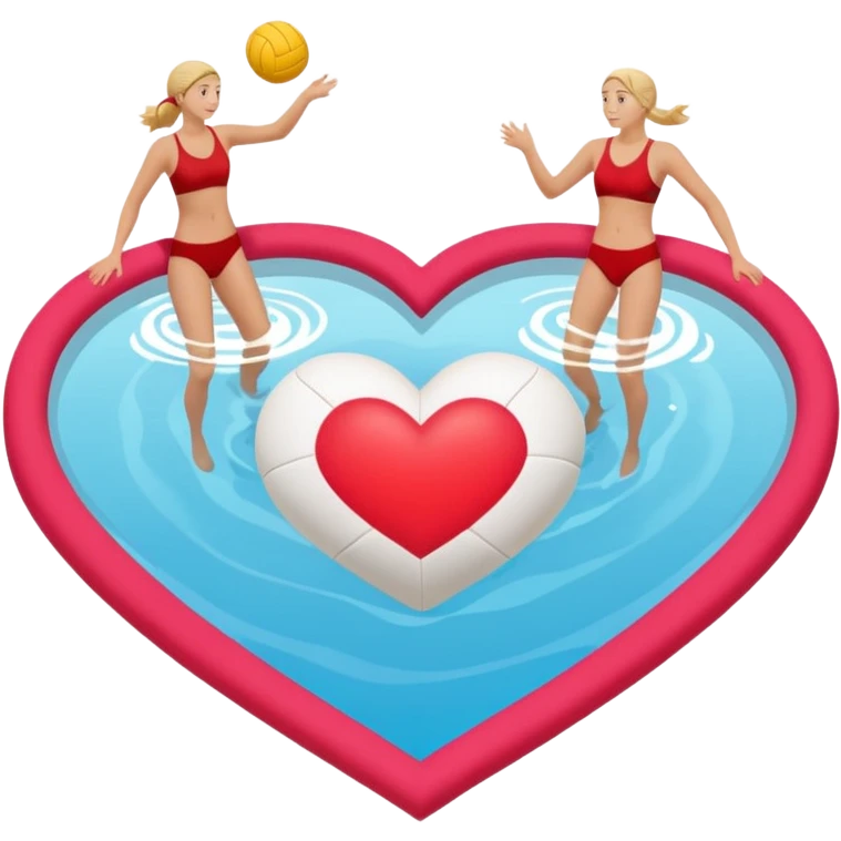 Natación  y voley en un corazón de color  emoji