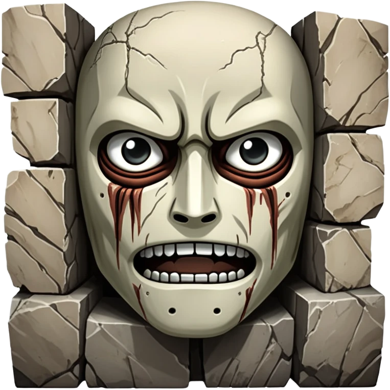 Colossal wall from Attack on Titan with giant faces embedded in it emoji