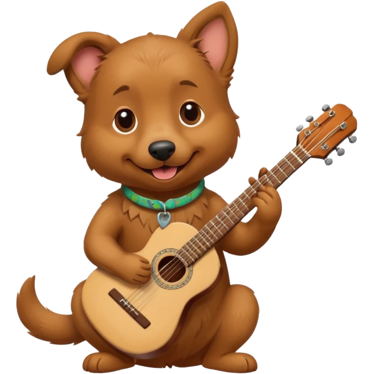 happy dog playing guitar emoji