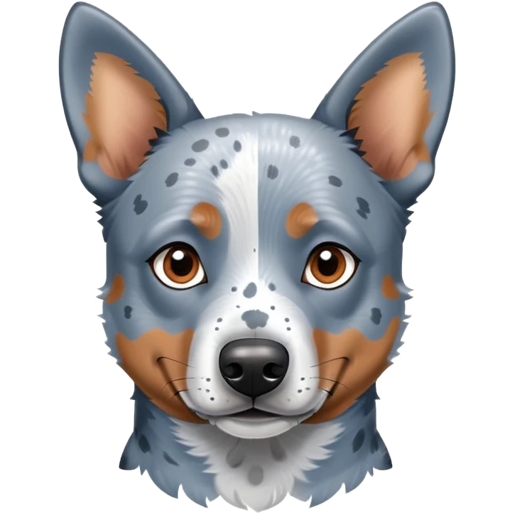 head shot of a blue heeler cattle dog with speckled blue-gray coat and pointed ears emoji