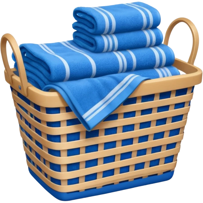 laundry basket with blue towels emoji