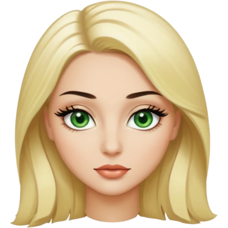 Emoji d’une femme blonde sexy aux yeux en amande vert avec de long cils noir  emoji