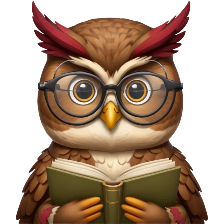 wise owl with glasses and book emoji