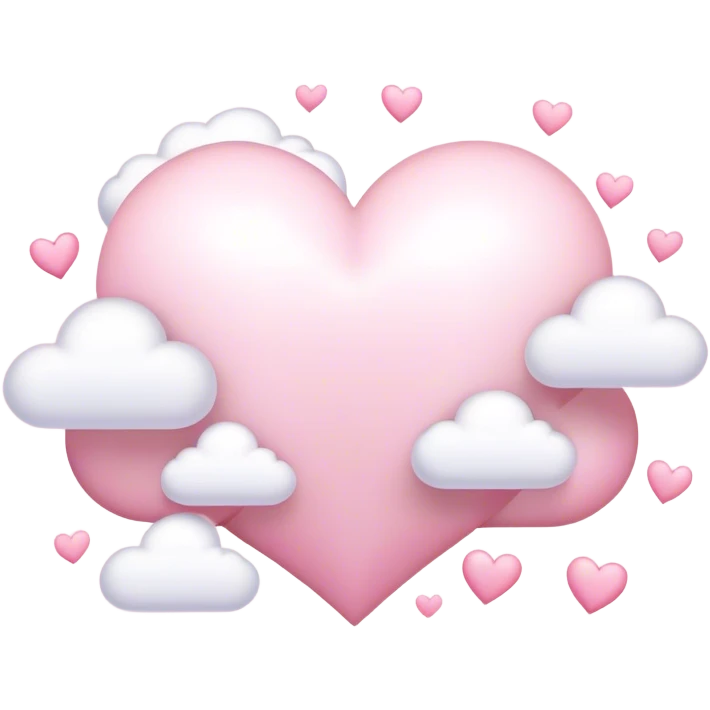 Cloud around pastel pink hearts emoji