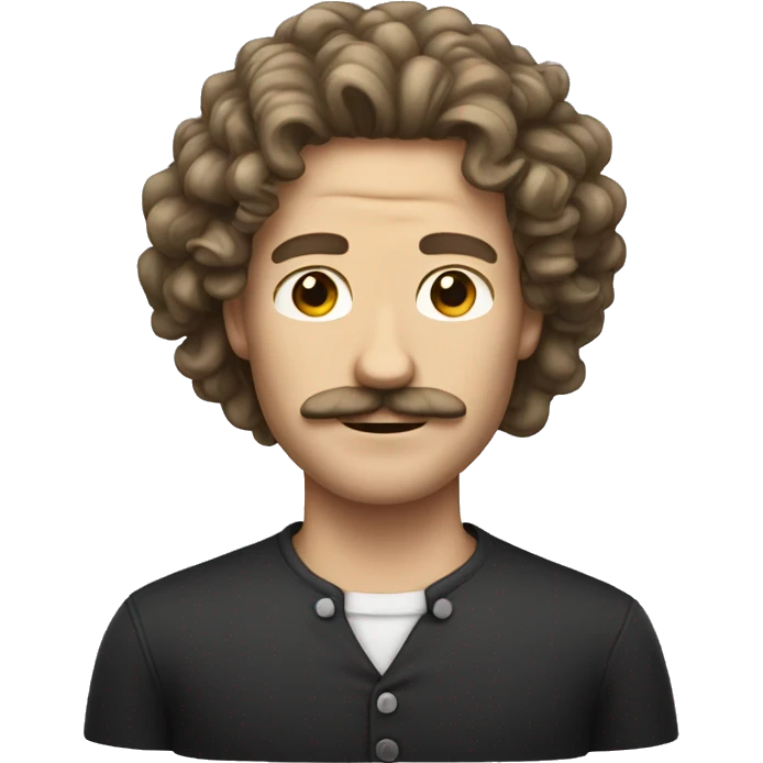 a white guy with mustache and long curly hair  emoji