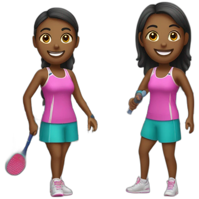 two girlfriends with pickleball raquetts emoji