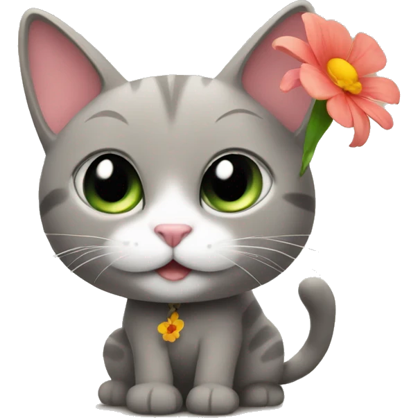 Cat with a flower emoji