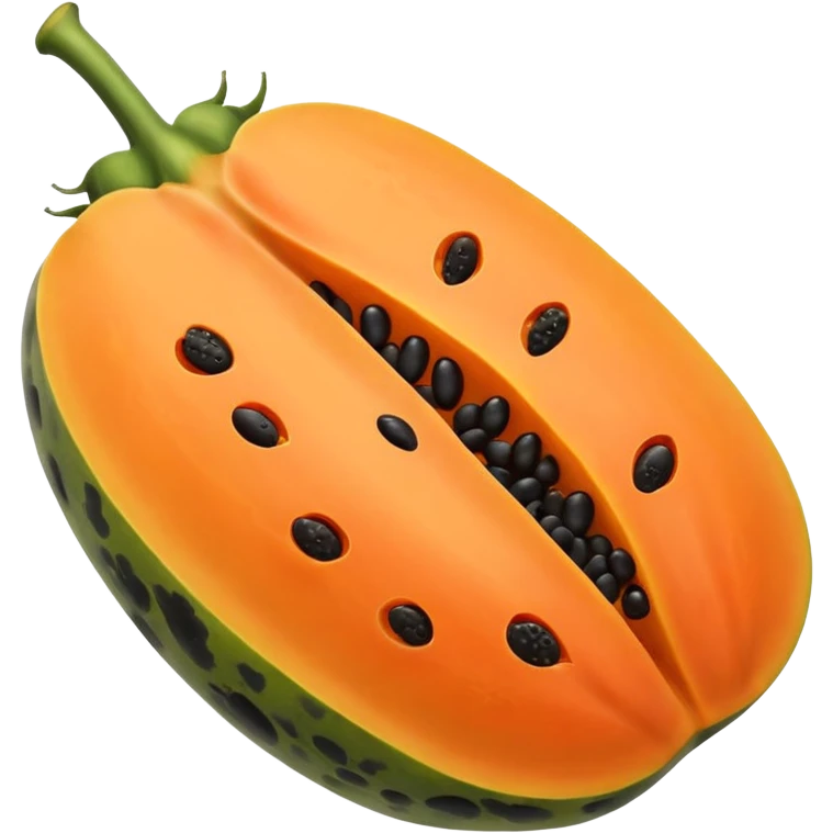 A beautiful papaya fruit is peeled and has black spots.It should be very ripe.like emoji emoji