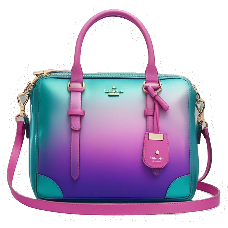 Realistic metallic teal purple pink ombre Kate Spade satchel purse.  emoji