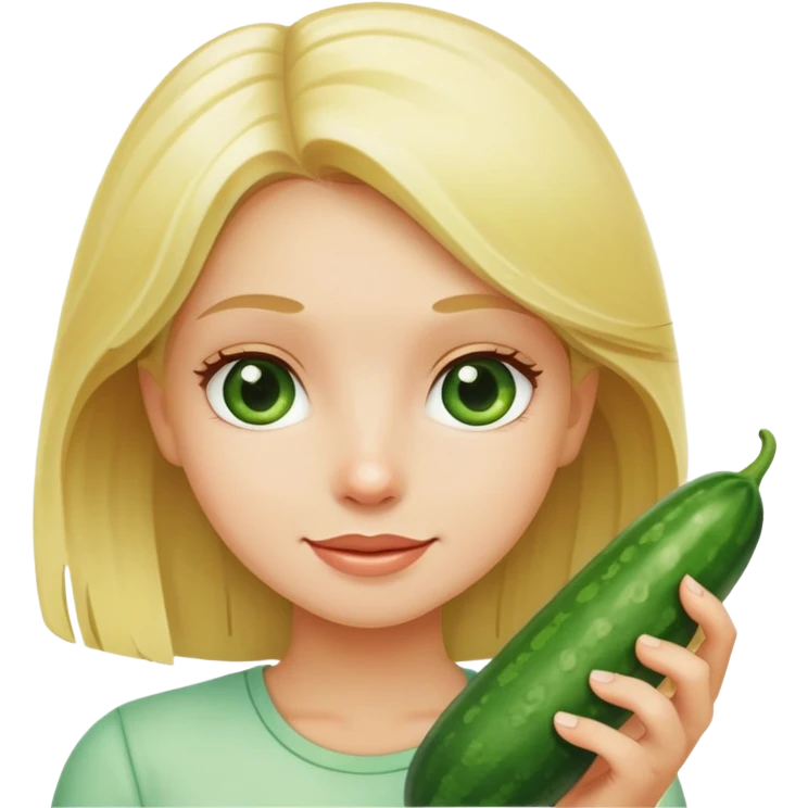 blonde girl with a cucumber  emoji