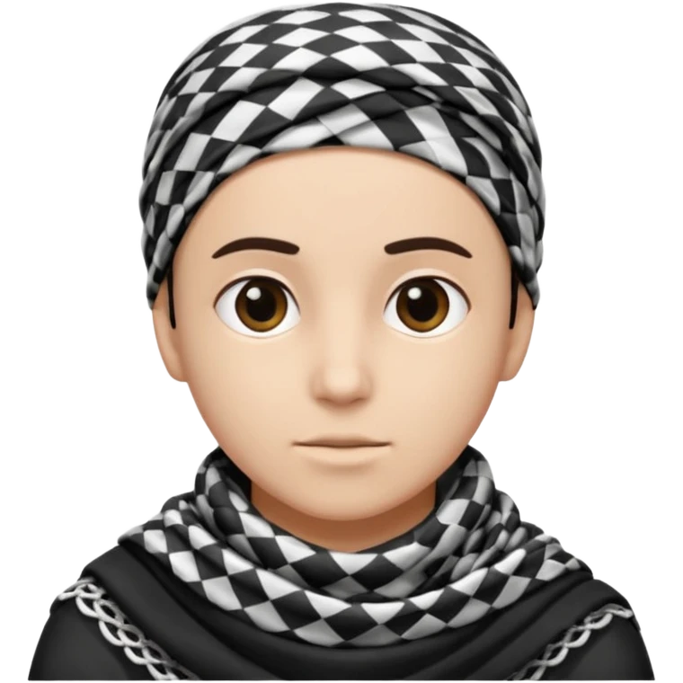 person emoji with a black and white keffiyeh, neutral expression emoji