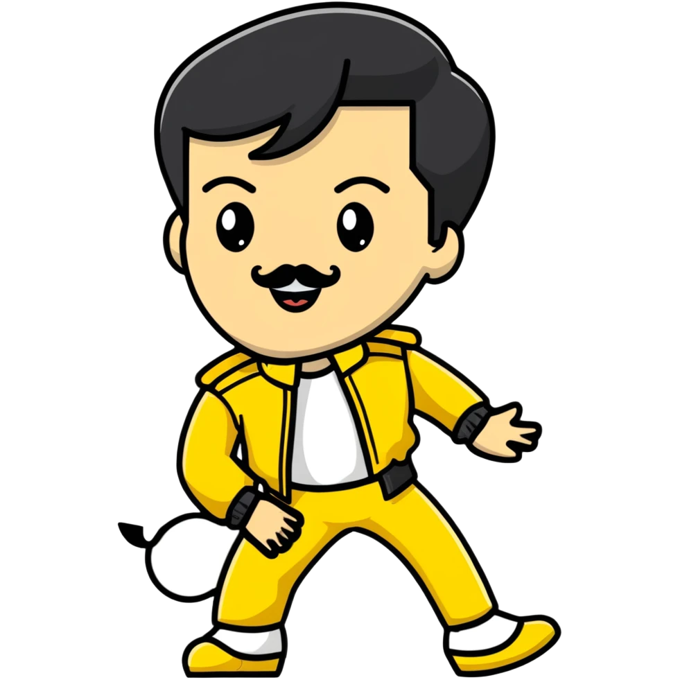 Freddie Mercury in yellow jacket from Live Aid emoji