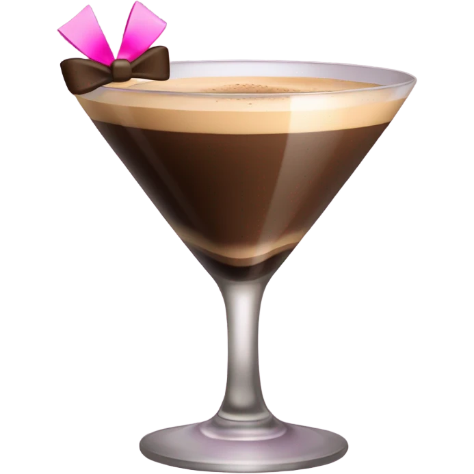 an espresso martini but with a little pink bow on the stem of the glass emoji
