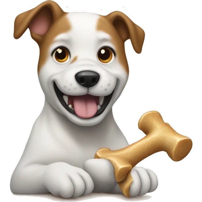 Dog eating bone emoji