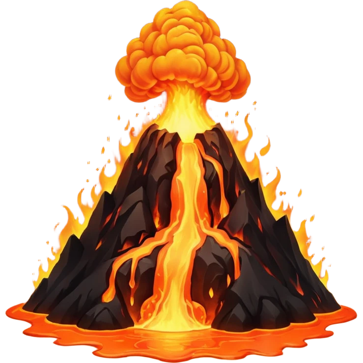 volcano big lava eruption no smoke emoji