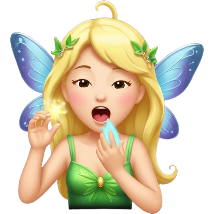 fairy character yawning with glow dust emoji