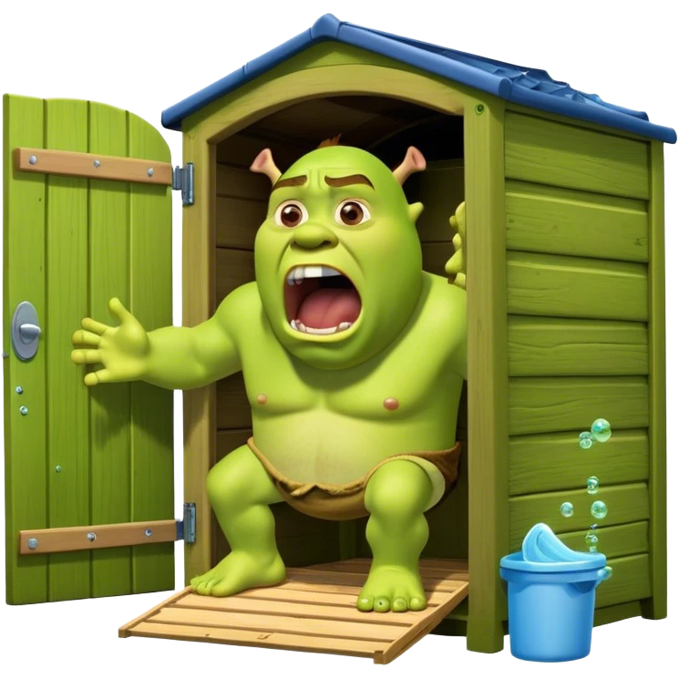 Shrek. Ayo, pee pee poo poo check! PEE PEE POO POO OO OOOOOHHHH PEE PEE POO POO (autotuned except for Shrek. Ayo, pee pee poo poo check!) Part 4 but this time, he screams really loudly while poop bubbles off his wooden porta potty! emoji