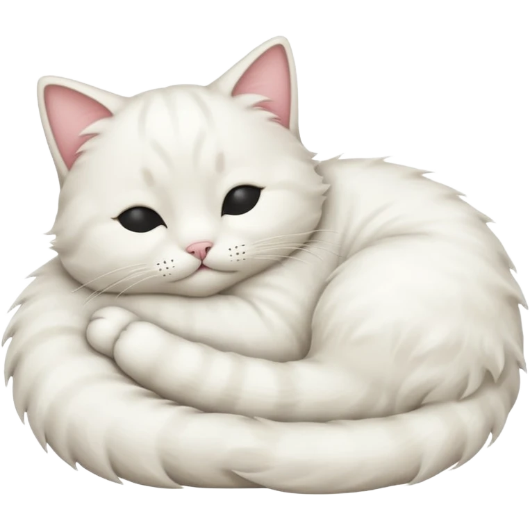 emoji of white sleeping cat with a tail hanging down emoji