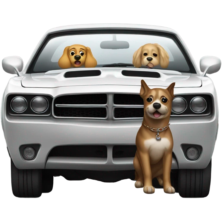Dog driving dodge charger emoji