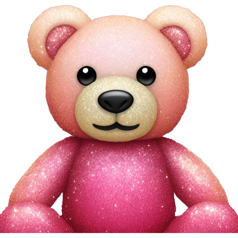 Pink ombre teddy bear made of roses with glitter emoji