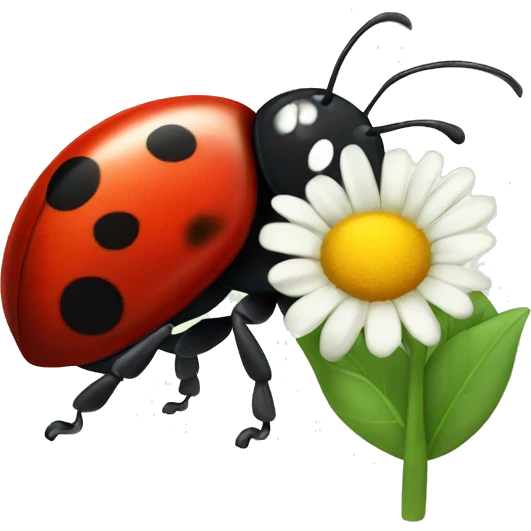 A ladybug with a flower emoji