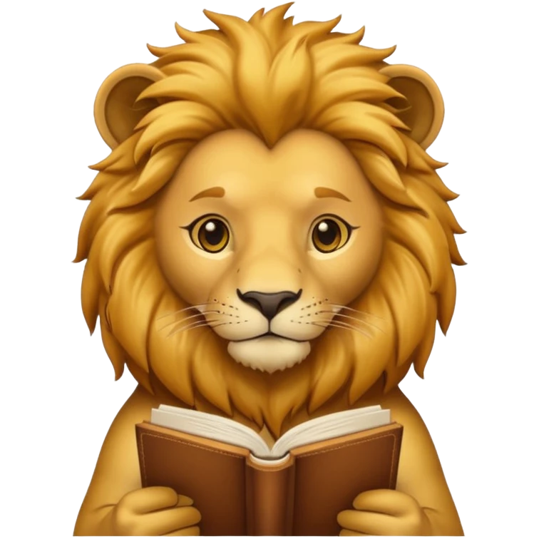 lion reading a book emoji