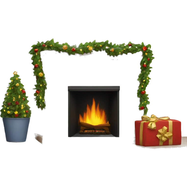 fireplace with garland over it  emoji
