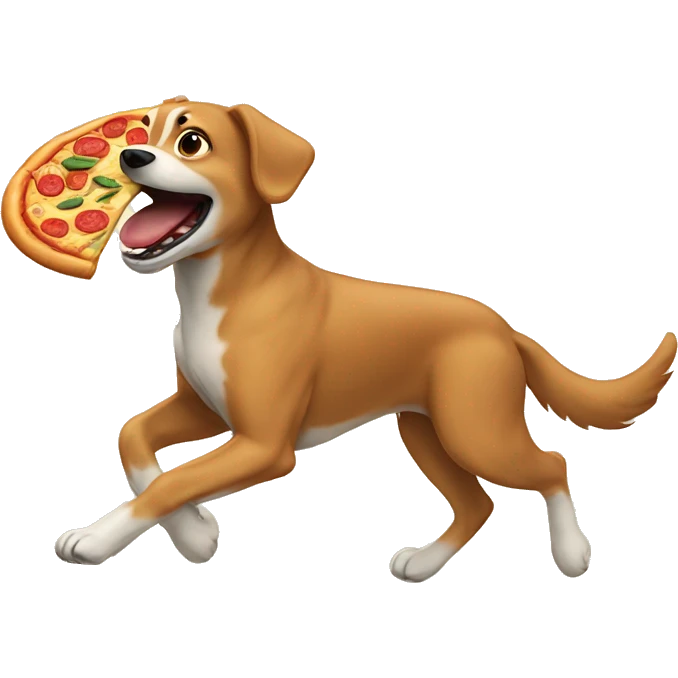 Dog eating pizza and running emoji