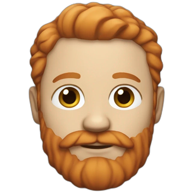 white 48 year old with trimmed red beard and chest hair emoji