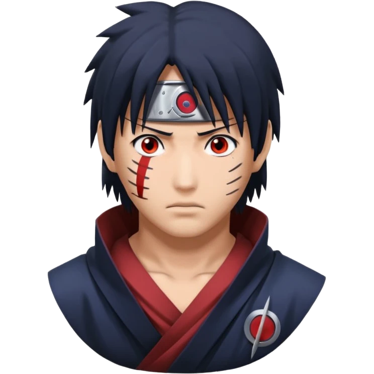 Sasuke uchiha con un ojo sharingan y el rinnesharingan emoji
