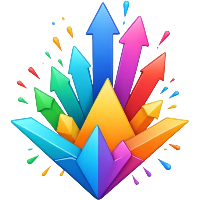 Exploding upward graph bursting through play button emoji