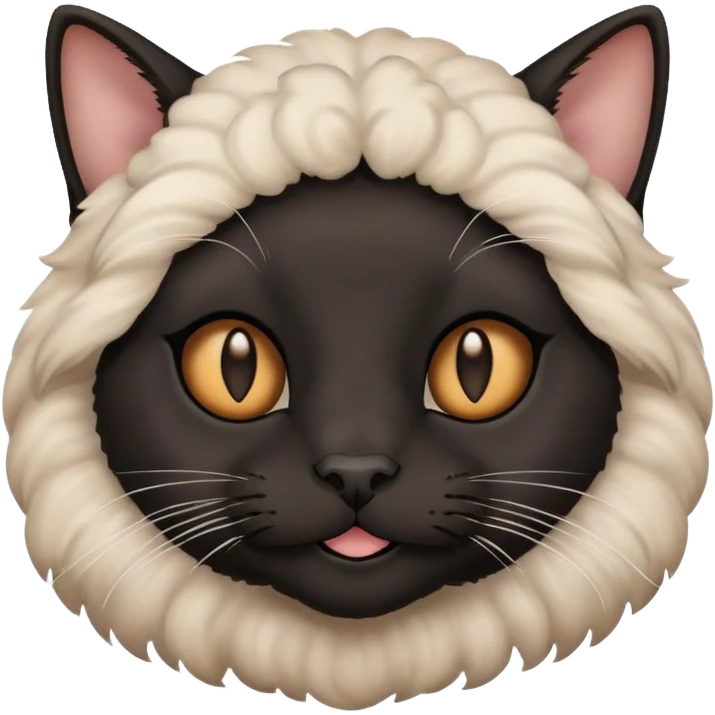 A black cat smiling sheepishly  emoji